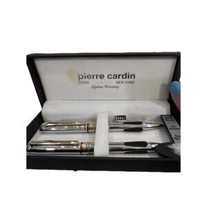 Pierre Cardin Ballpoint Pen & Pencil Set Two Tone Gold Silver In Case NEW